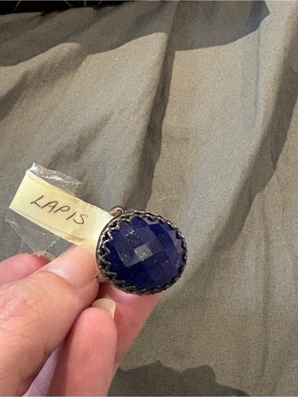 Lapis Deep Blue Faceted Stone Ring by Lapis